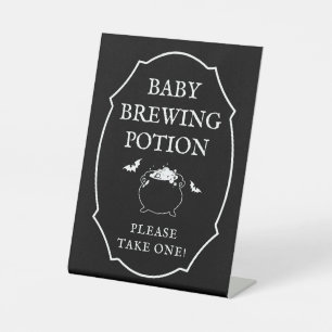 Baby Brewing Potion Halloween Baby shower Favor Reclamebord Met Voetstuk