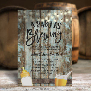 Baby Brewing Rustic Barn Wood Baby shower Kaart