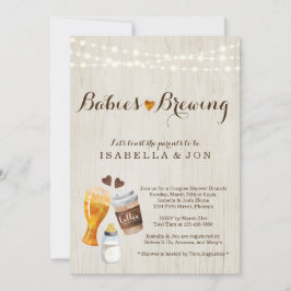 Baby Brewing Twins Couple's Baby shower Invitation Kaart