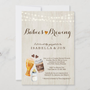 Baby Brewing Twins Couple's Baby shower Invitation Kaart