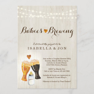 Baby Brewing Twins Couple's Baby shower Invitation Kaart