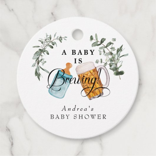 Baby Brewing | Waterverf Babyshower Bedankjes Labels (Voorkant)