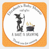 Baby Brewing Witch Shower Dank je wel Halloween Vierkante Sticker (Voorkant)