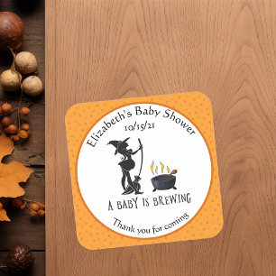 Baby Brewing Witch Shower Dank je wel Halloween Vierkante Sticker