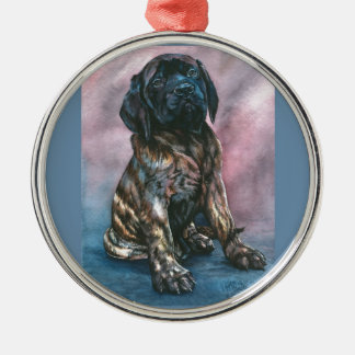 Baby Brindle Mastiff Metalen Ornament