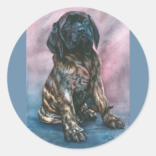 Baby Brindle Mastiff Ronde Sticker (Voorkant)