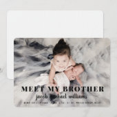 baby broer Birth Announcement Card_Coal Kaart (Voorkant / Achterkant)