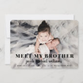 baby broer Birth Announcement Card_Coal Kaart (Voorkant)
