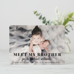 baby broer Birth Announcement Card_Coal Kaart