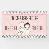 Baby Broer en zuster Twins Baby shower Spandoek (Horizontaal)