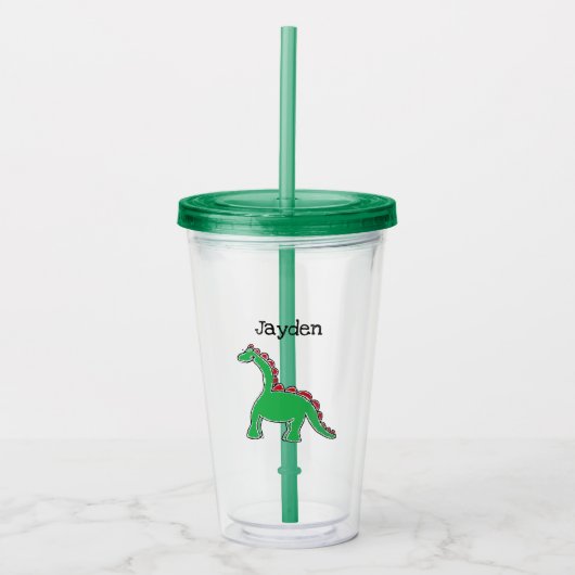Baby Brontosaurus Cartoon Dinosaur Uitrusting Acryl Drinkbeker (Voorkant)