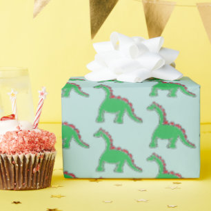 Baby Brontosaurus Cartoon Dinosaurus Uitrusting Cadeaupapier