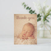 Baby Bronze Dank U Geboorteaankondiging Foto Briefkaart (Staand voorkant)