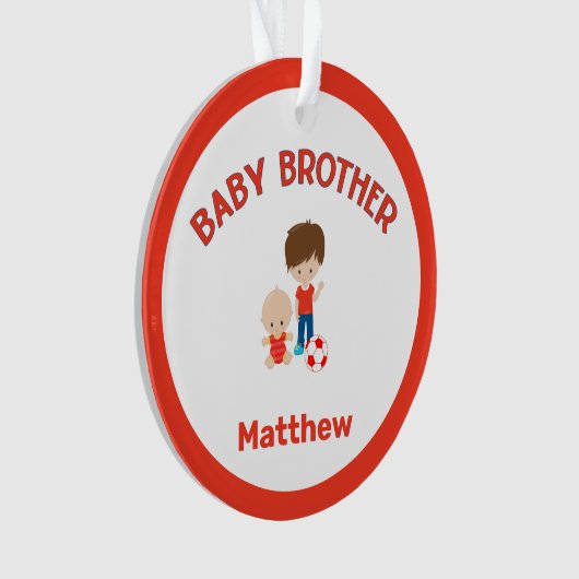 Baby Brother met Big Brother gepersonaliseerd Ornament (voorkant)