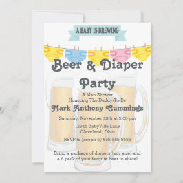Baby Brouwen Bier & Luier Baby shower Uitnodiging