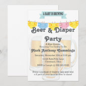 Baby Brouwen Bier & Luier Baby shower Uitnodiging (Voorkant / Achterkant)