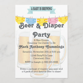Baby Brouwen Bier & Luier Baby shower Uitnodiging