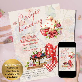 Baby Brouwen  Retro Tea Party Rode Polkadots Kaart