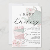 Baby Brouwen Roze Tea Party Baby shower Kaart (Voorkant)