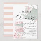 Baby Brouwen Roze Tea Party Baby shower Kaart (Voorkant / Achterkant)