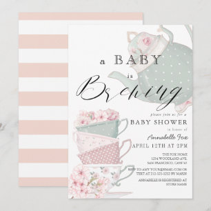 Baby Brouwen Roze Tea Party Baby shower Kaart