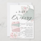 Baby Brouwen Roze Tea Party Baby shower per post Kaart (Voorkant)