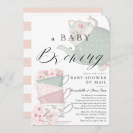 Baby Brouwen Roze Tea Party Baby shower per post Kaart