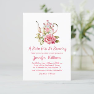 baby Brouwen Tea Party Meisje baby shower Roze Kaart