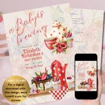 Baby Brouwende Vintage Retro Theepartij Rood Stipp