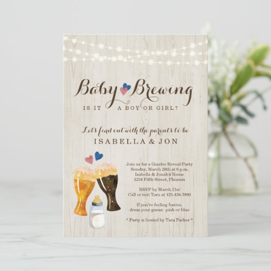 Baby Brouwerij-seksegerelateerde uitnodiging (Staand voorkant)