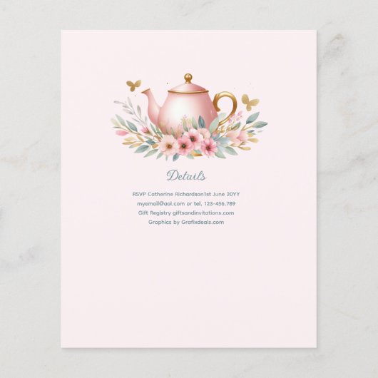 Baby Brouwt Baby Shower Aankondiging Thee Feestje (Achterkant)