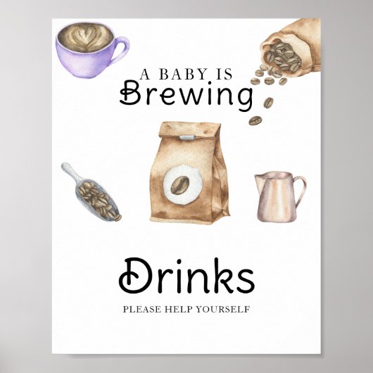 Baby brouwt baby shower Drinken Poster (Voorkant)