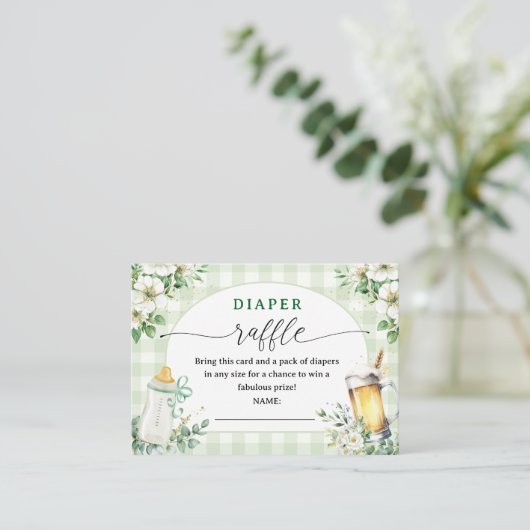 Baby brouwt Baby shower luierkrabbel Informatiekaartje (Staand voorkant)