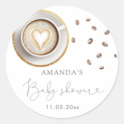 Baby brouwt Baby shower met koffiethema Ronde Sticker (Voorkant)