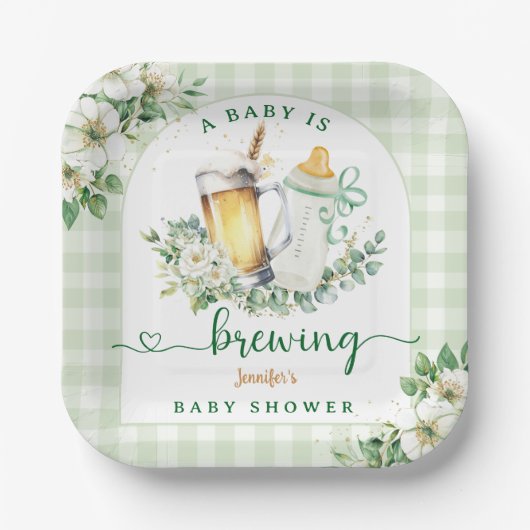 Baby brouwt Baby shower Papieren Bordje (Voorkant)