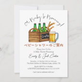 Baby brouwt BBQ-Baby shower Beer Green Gingham Kaart (Voorkant)