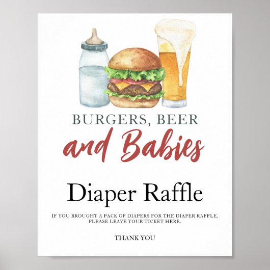 Baby brouwt bier baby shower luier raffle poster (Voorkant)