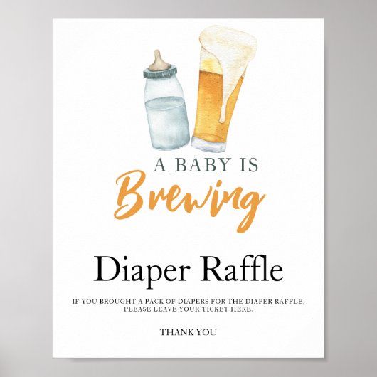 Baby brouwt bier baby shower luier raffle  poster (Voorkant)