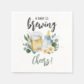 Baby brouwt bier en voert fles servet (Voorkant)