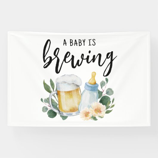 Baby brouwt bier en voert fles spandoek (Horizontaal)