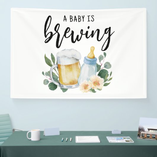 Baby brouwt bier en voert fles spandoek (Beurs)