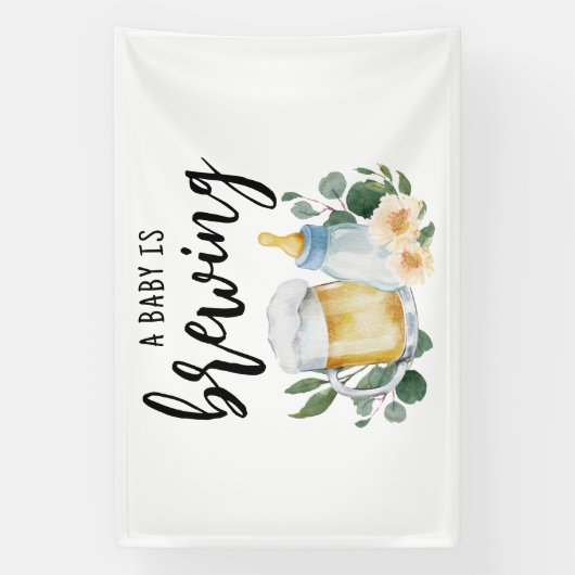 Baby brouwt bier en voert fles spandoek (Verticaal)