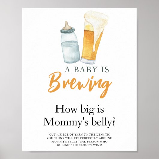Baby brouwt bier Hoe groot is mama's buik Poster (Voorkant)