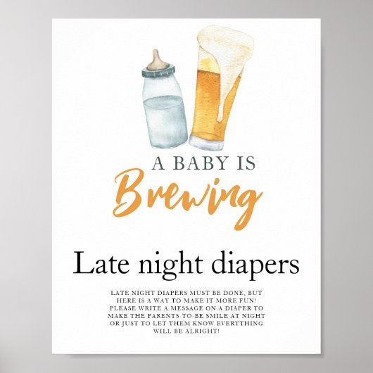 Baby brouwt bier Late night luiers spel Poster (Voorkant)