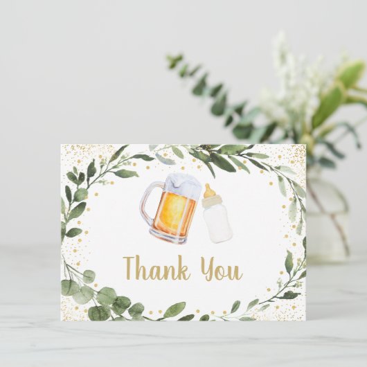 Baby brouwt biergroen dank je bedankkaart (Staand voorkant)
