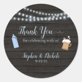 Baby brouwt blauw Baby shower dank je Ronde Sticker (Voorkant)