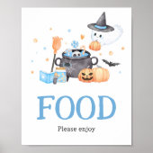 Baby brouwt blauw Halloween Baby shower eten Poster (Voorkant)