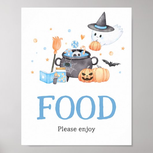 Baby brouwt blauw Halloween Baby shower eten Poster (Voorkant)