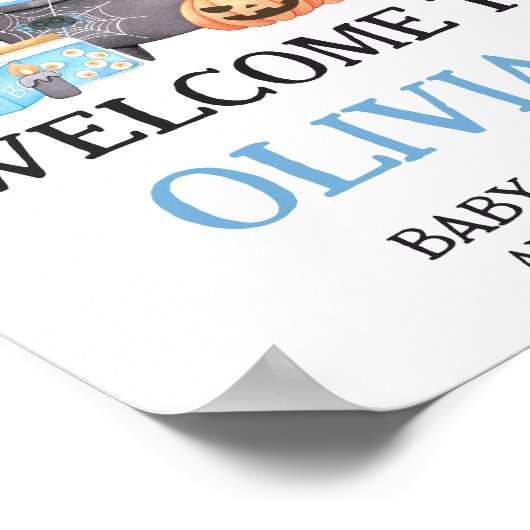 Baby Brouwt Blauw Halloween Welkom Poster (Hoek)