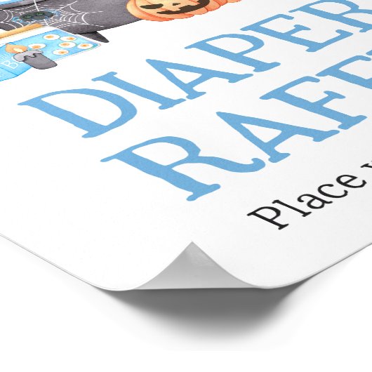 Baby brouwt blauwe halloween luier raffel poster (Hoek)